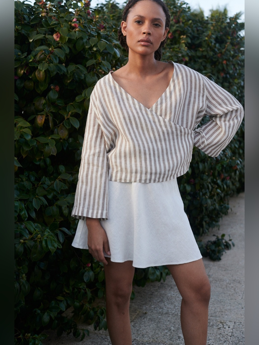 Linenfox Edith Linen Skirt Medium Weight Linen Milky White Size L-XL